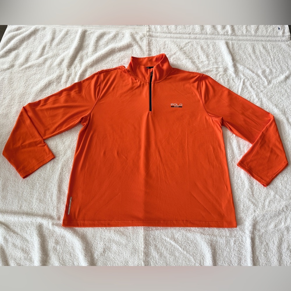 Ralph Lauren Polo Sport Thermovent 1/4 Zip Performance Pullover Orange, Sz XL